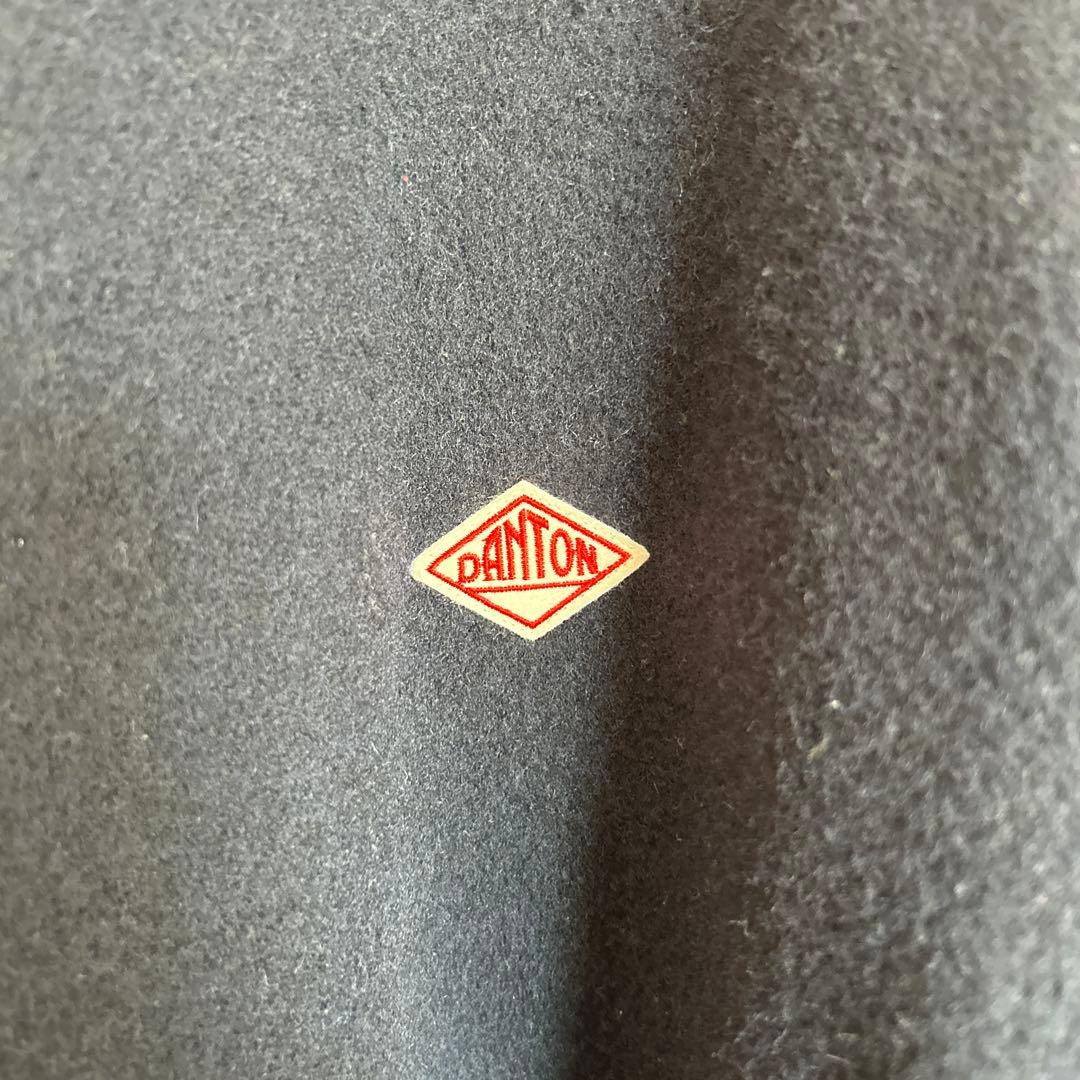 DANTON ウールノーカラーコート 38 ネイビー