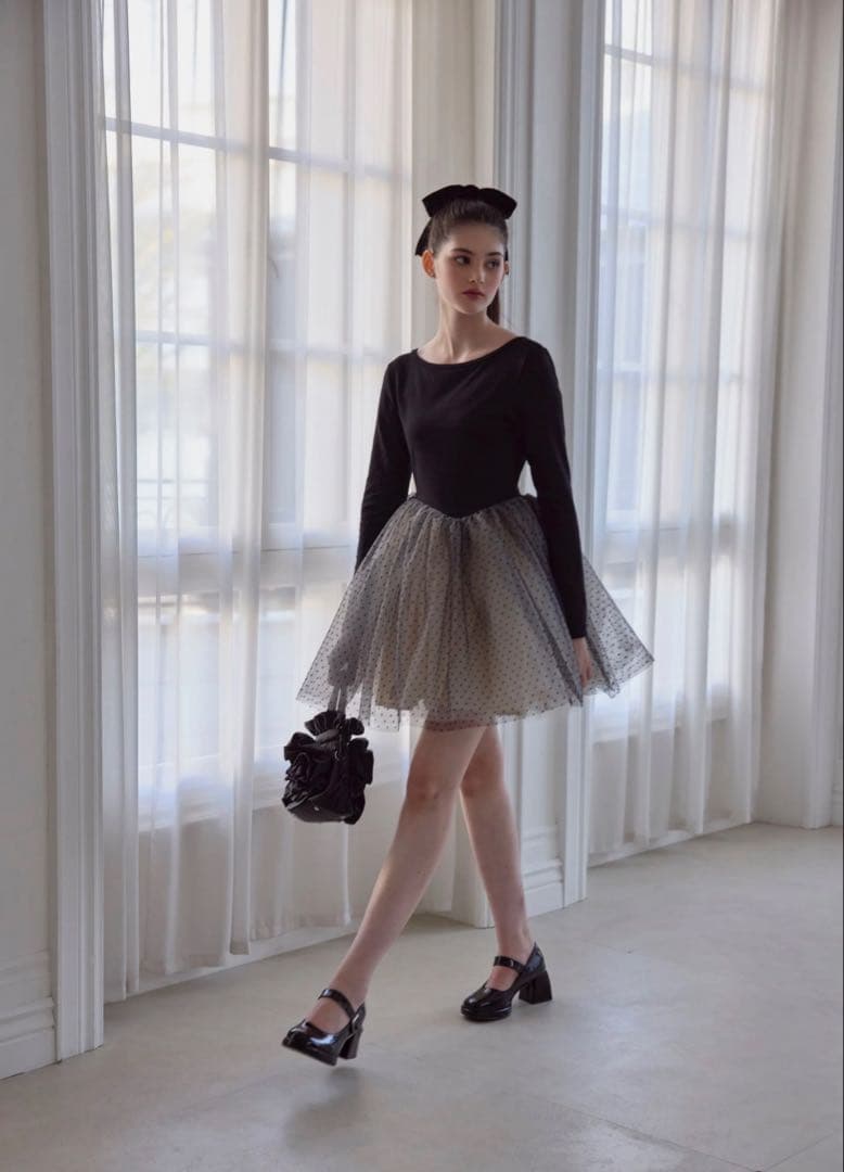 treat urself バレリーナドットチュールドッキングワンピース