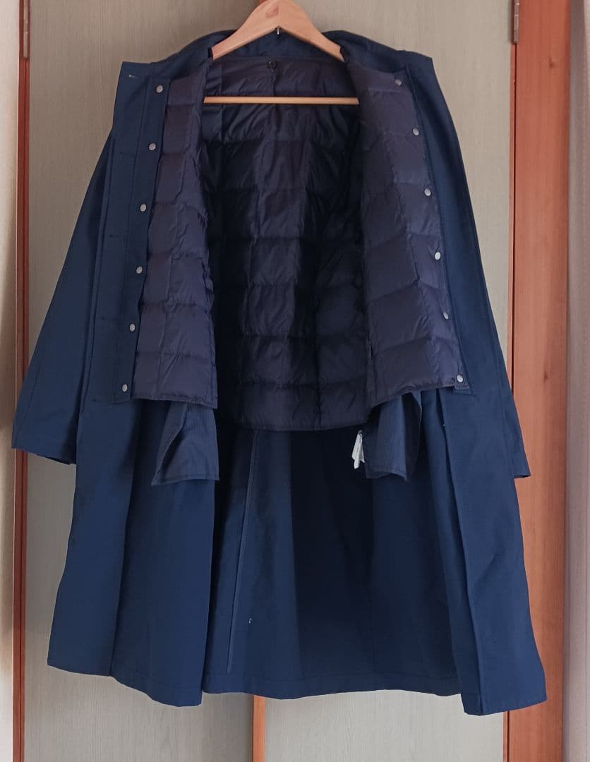 TAION ダウンインナー付きステンカラーコート　ネイビー L