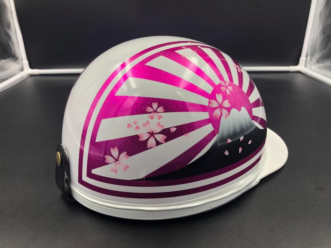 コルク半　カスタム　富士日章　三つボタン　ホワイトピンク　ラメ　桜