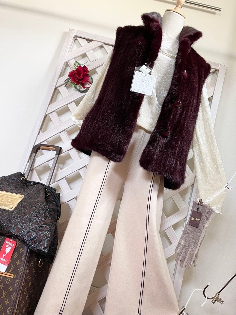 ⭐︎無事が土産⭐︎ 58万⭐︎リバーシブル⭐︎ミンクヤーン × 絹　バーガンディ