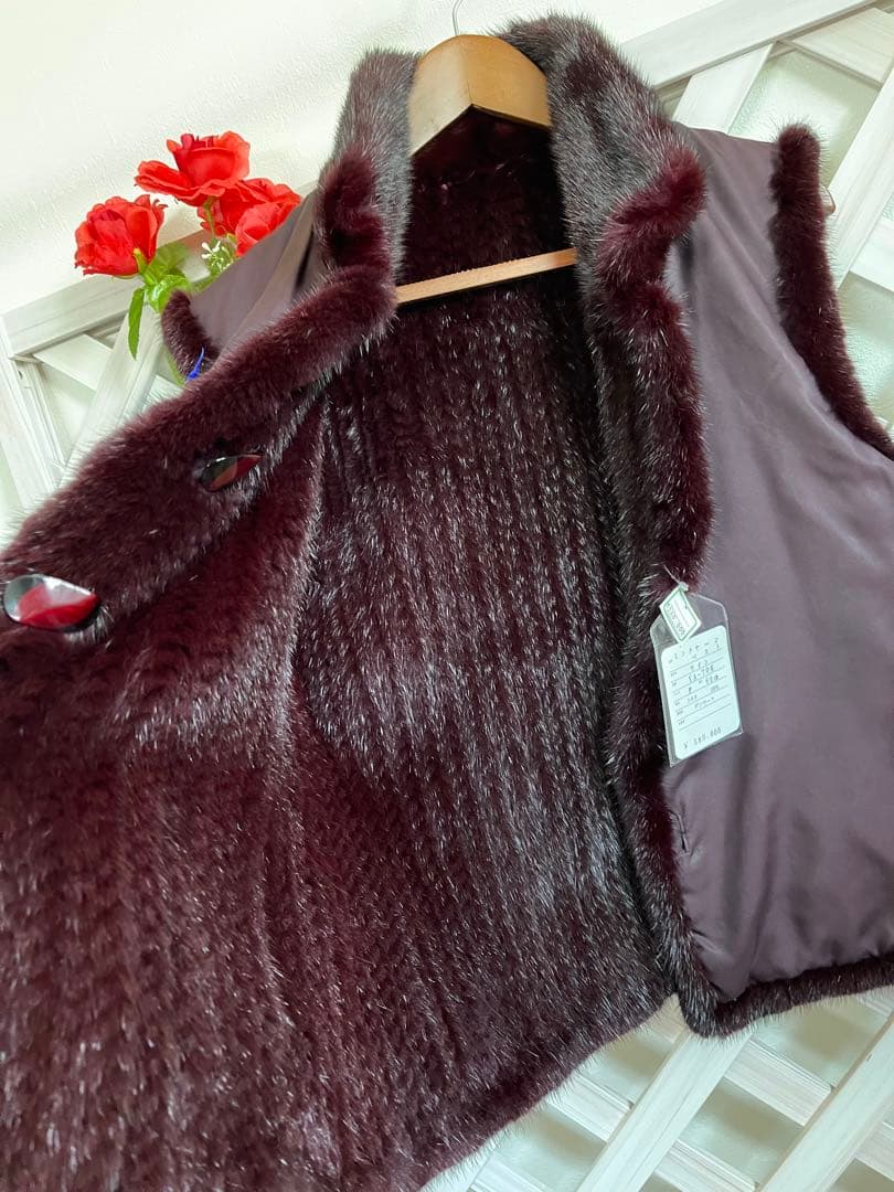 ⭐︎無事が土産⭐︎ 58万⭐︎リバーシブル⭐︎ミンクヤーン × 絹　バーガンディ