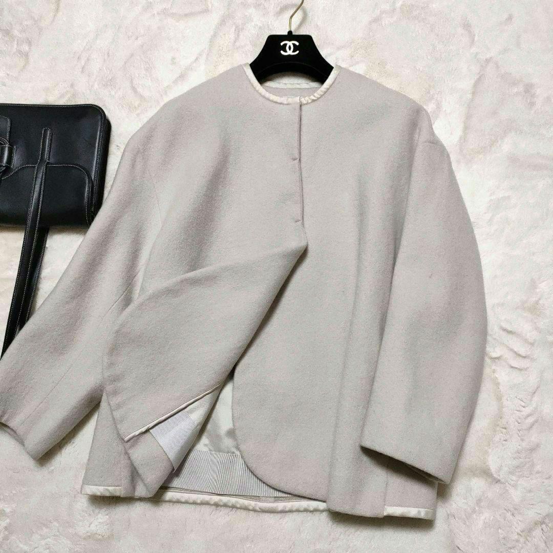 美品 ✨️ yori ヨリ アンゴラ混 ノーカラーコート 定価4.9万