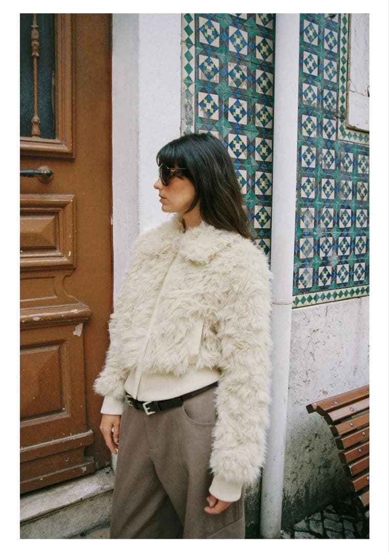 完売品⭐︎ZARA フェイクファーボンバージャケット S エクリュ