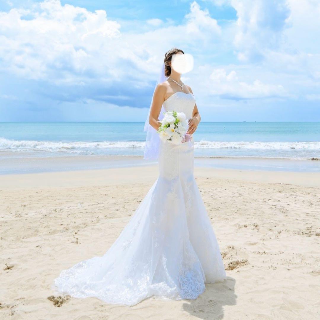 ちーたん　マーメイド　ウェディングドレス　、グローブ　アクセ　4点セット