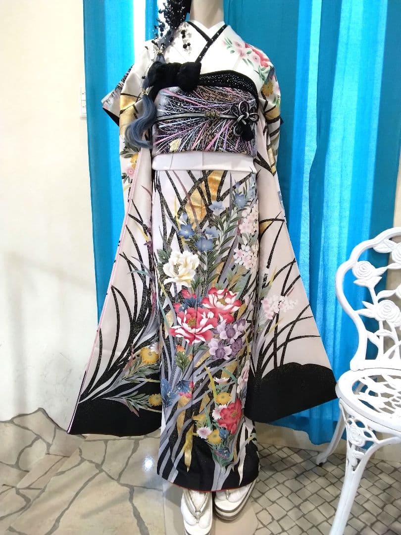 振袖フルセット、正絹落款、成人式、重ね衿帯揚げ帯締め、西陣袋帯、襦袢、ガード加工