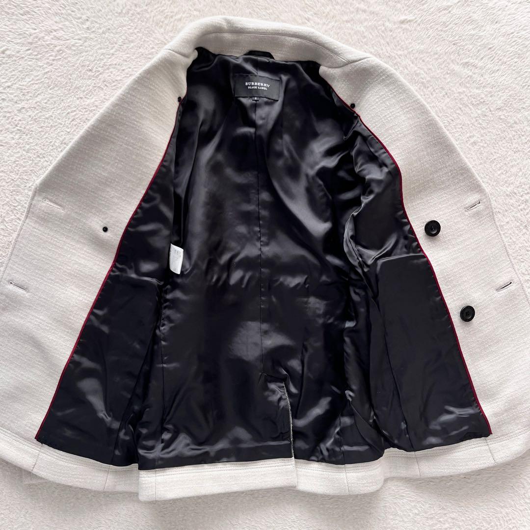 美品✨バーバリーブラックレーベル ピーコート メルトンウール アイボリー