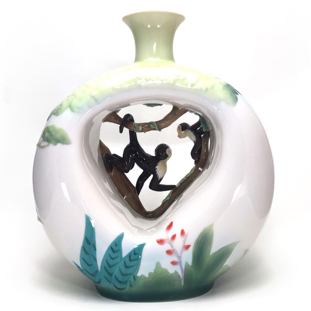 【大型・美品・箱付き】フランツ／親子のモンキー フラワーベース