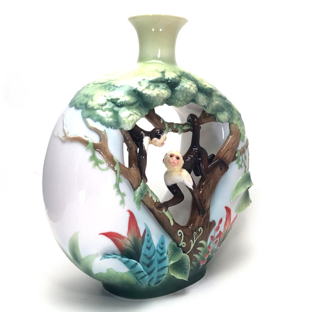 【大型・美品・箱付き】フランツ／親子のモンキー フラワーベース