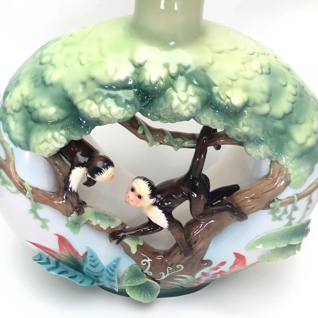 【大型・美品・箱付き】フランツ／親子のモンキー フラワーベース