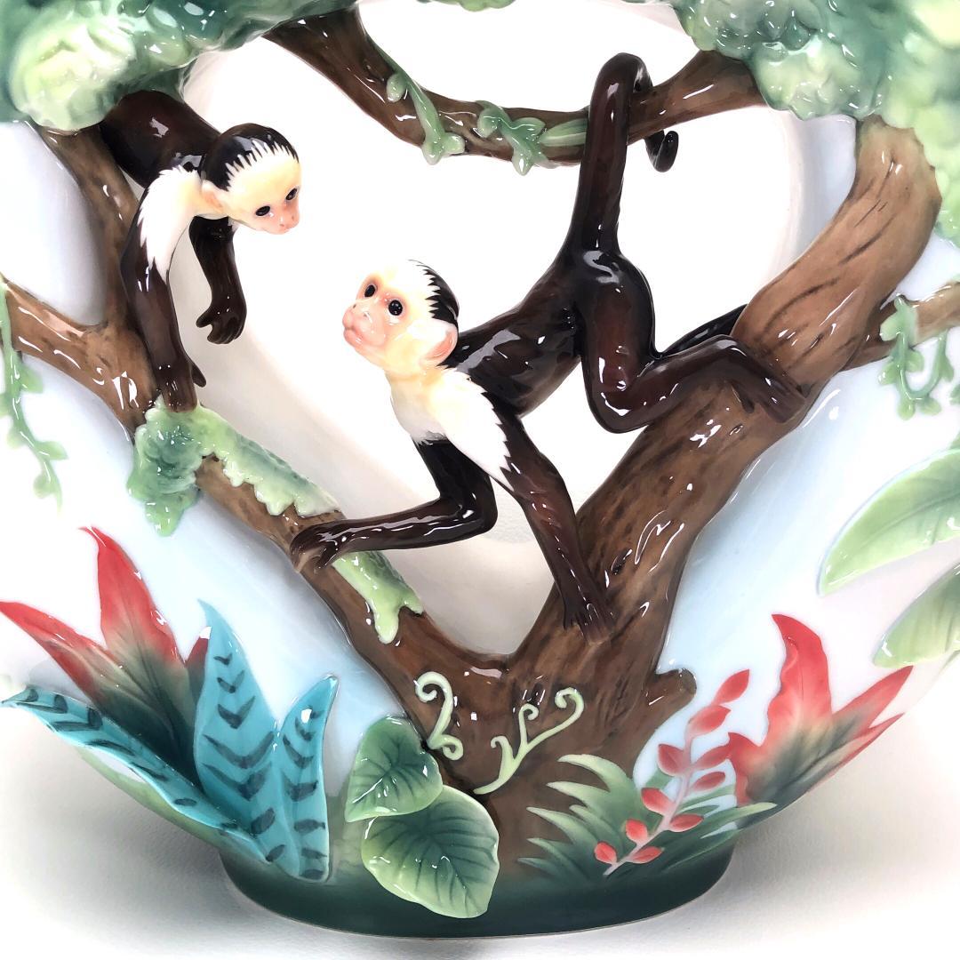 【大型・美品・箱付き】フランツ／親子のモンキー フラワーベース