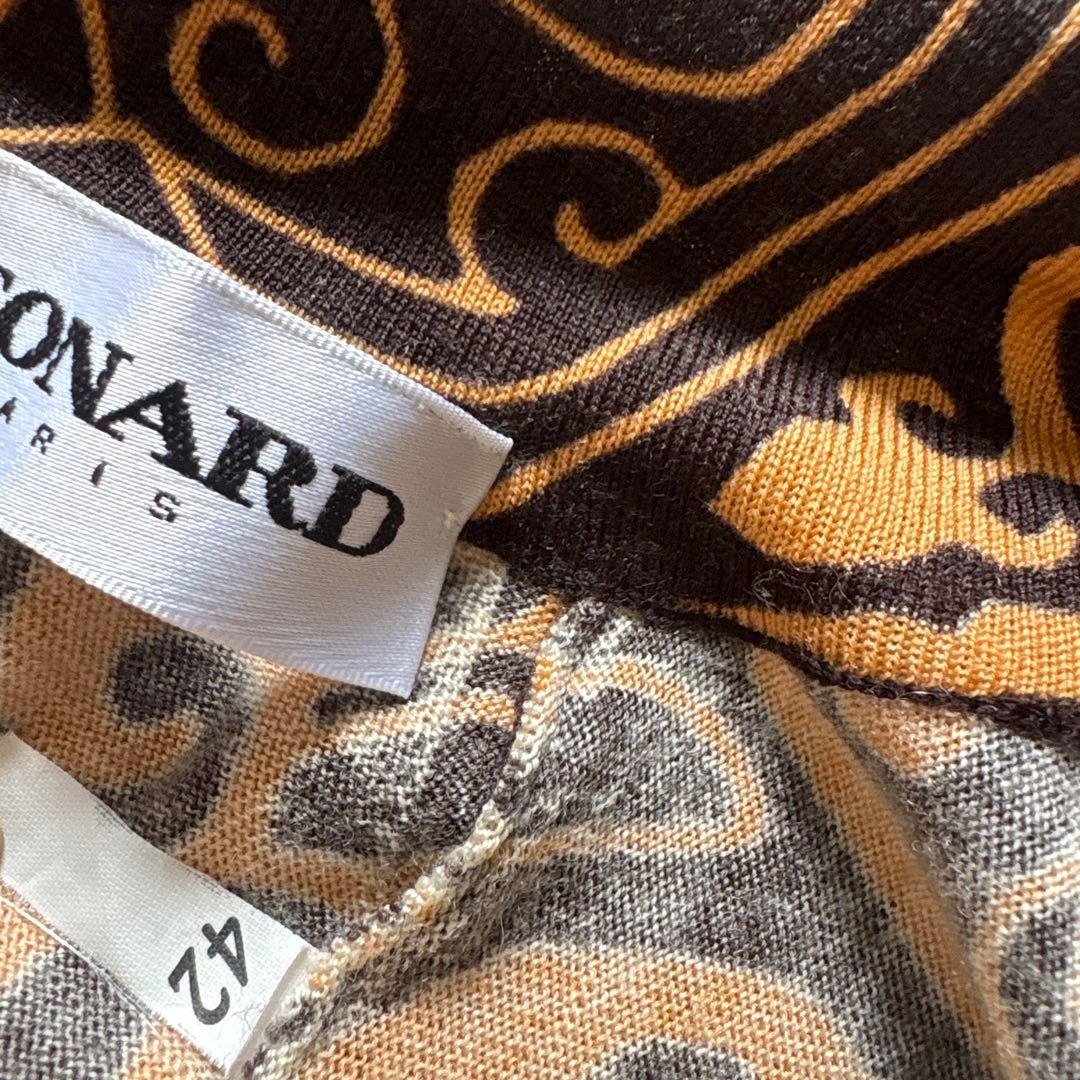 レオナールLEONARDワンピースwoolウールサイズ42幾何学模様