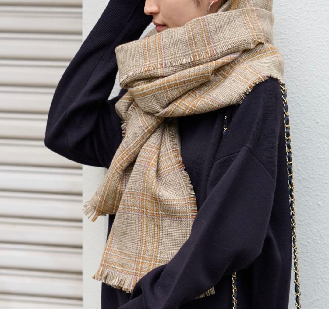 THROW スロー　MIX GLENCHECK 大判ストール　定価38,500円