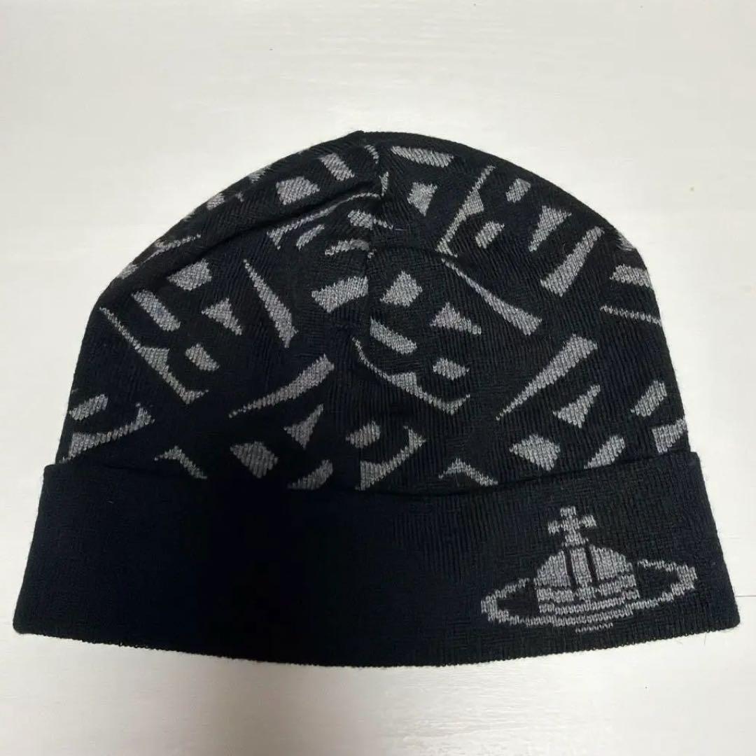 ☆Vivienne Westwood☆ニット帽／ビーニー☆黒×グレー☆ほぼ新品☆