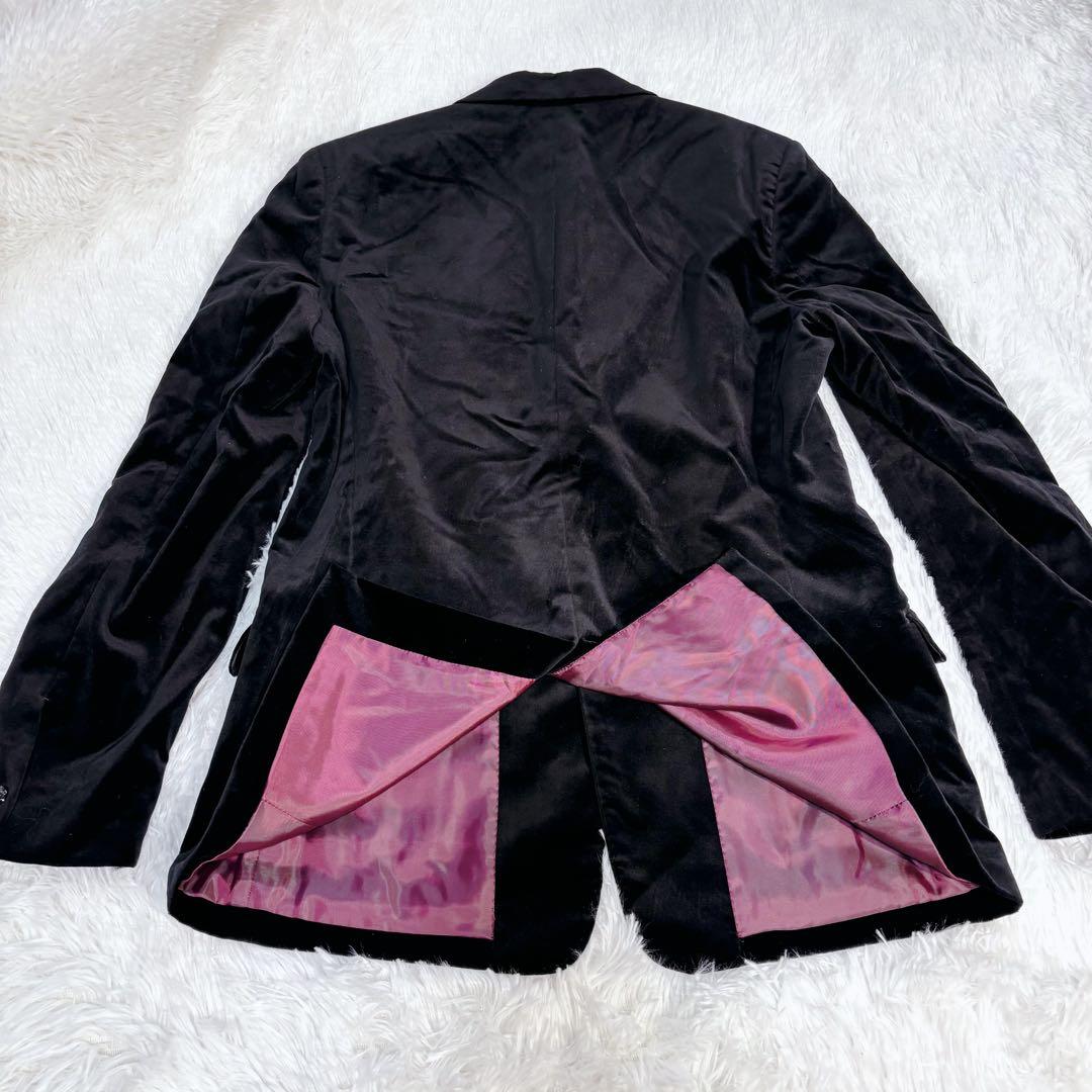 ほぼ未使用LL✨コムサマン テーラードジャケット 羊革 ベルベット メタルボタン