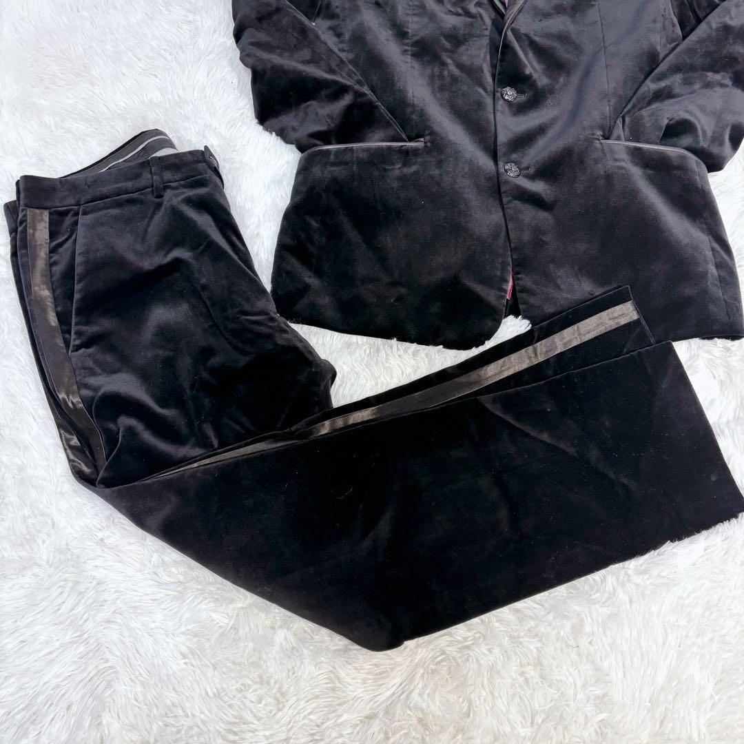 ほぼ未使用LL✨コムサマン テーラードジャケット 羊革 ベルベット メタルボタン