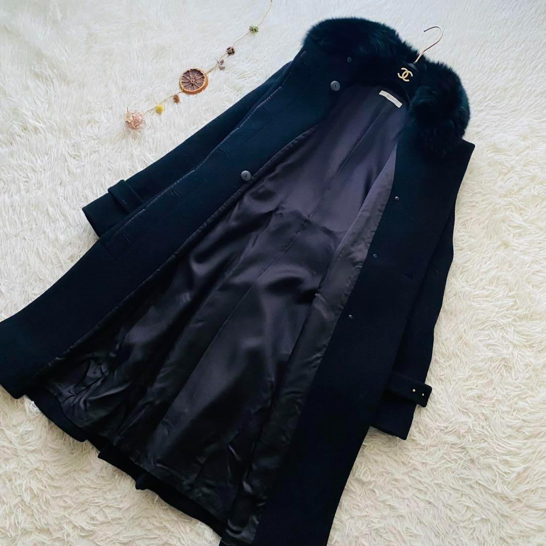 極美品 エポカ フォックスファー 2way ロング ベルテッドコート 日本製