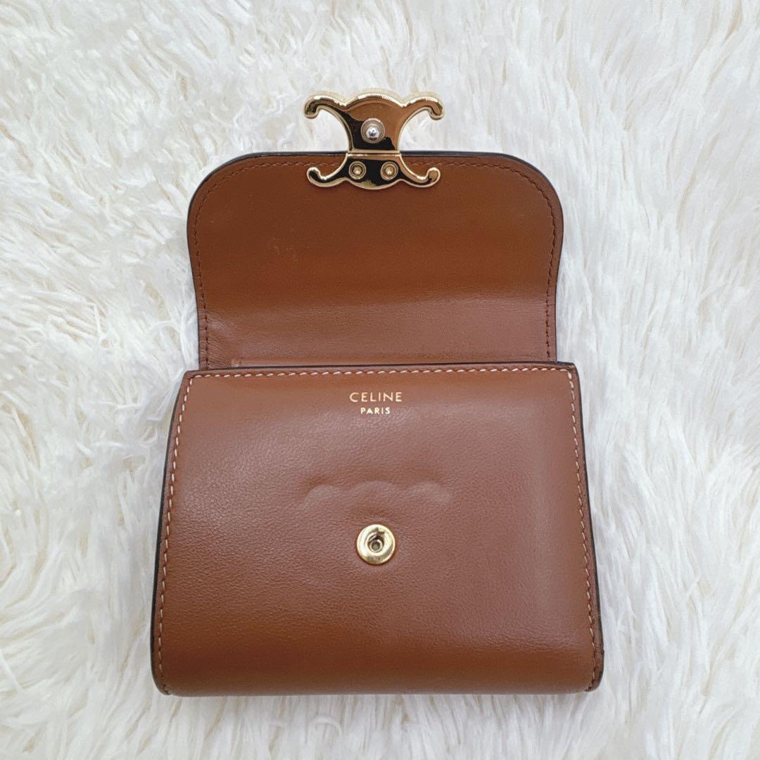 美品✨CELINE トリオンフ スモールフラップウォレット 三つ折り ブラウン