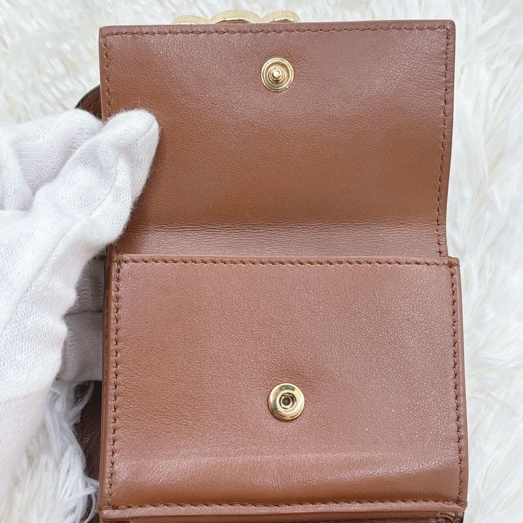 美品✨CELINE トリオンフ スモールフラップウォレット 三つ折り ブラウン