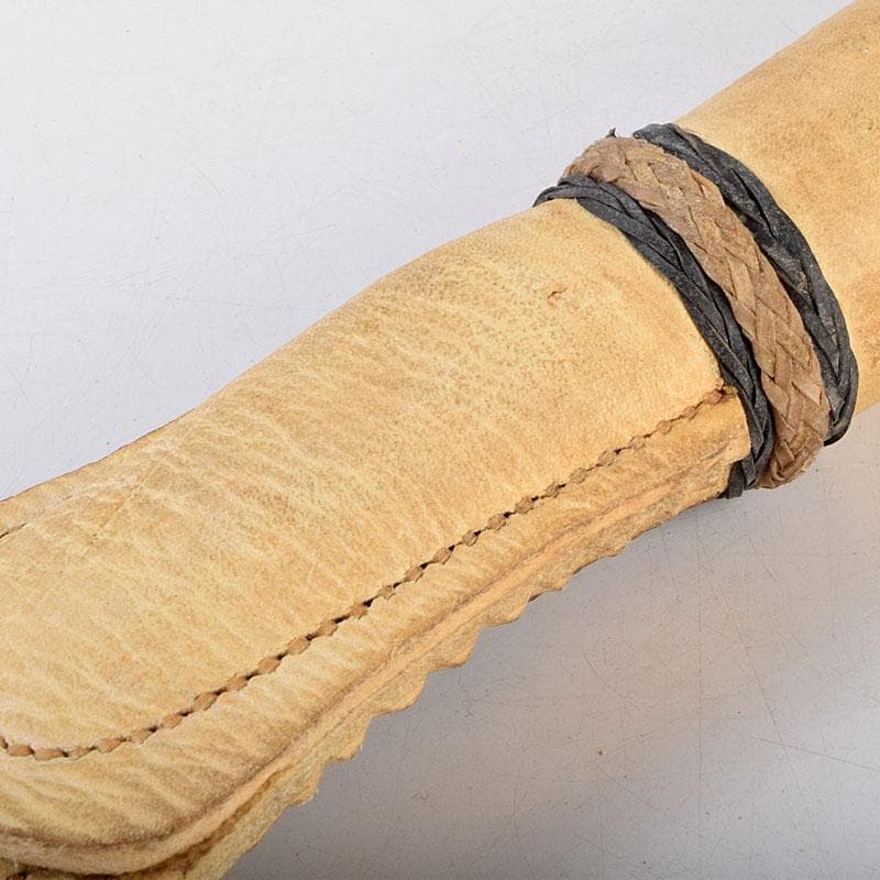 馬具　装飾品　中国　チベット　本皮製　古銅持ち手　鞭　C　9317