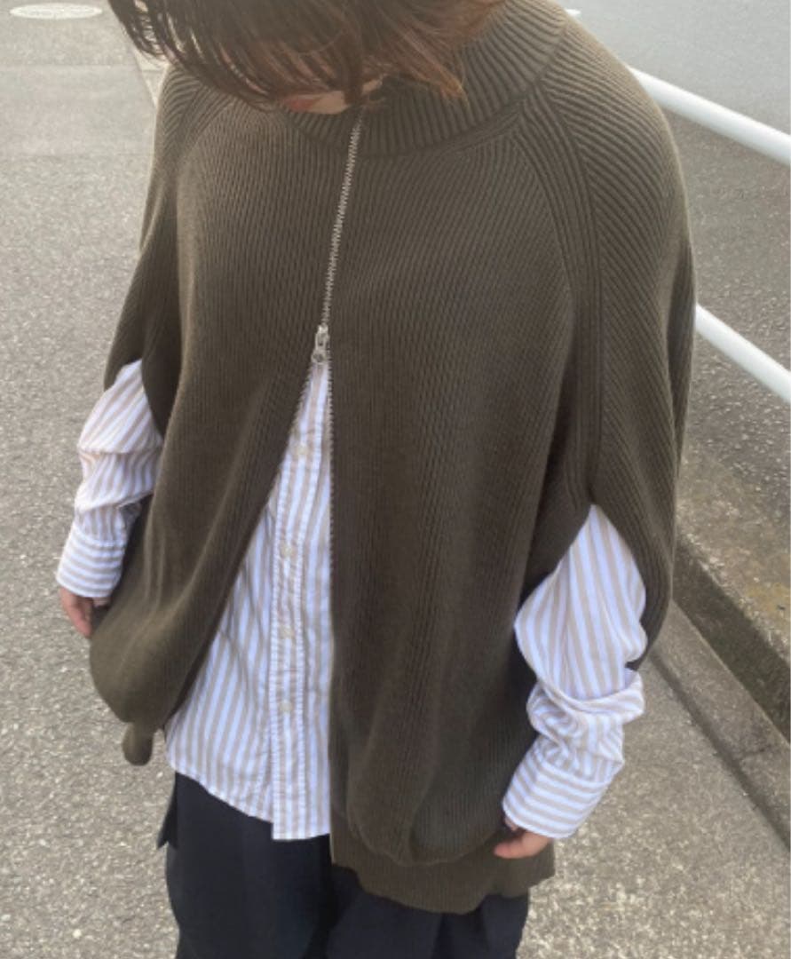 【美品】MM6 Maison Margiela ドライバーズニットS カーキ