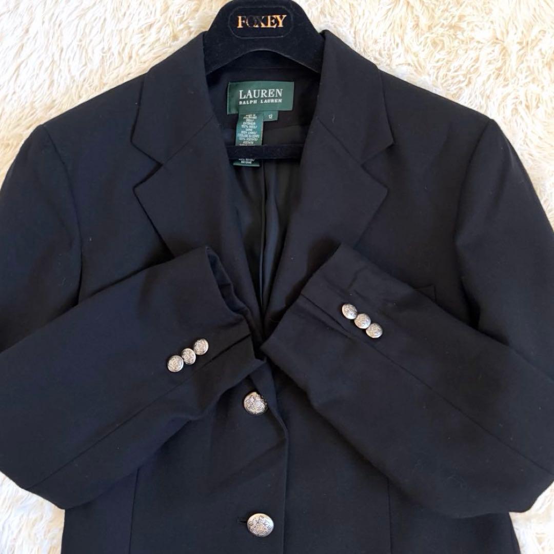 ローレンラルフローレン ブレザー 黒 銀ボタン エンブレム シングル 12