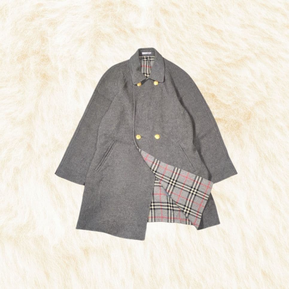 【80~90s】BURBERRY Woolカシミヤ混コート ノバチェック金ボタン
