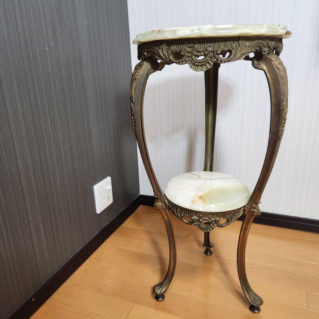 アンティーク家具 大理石 2段 サイドテーブル