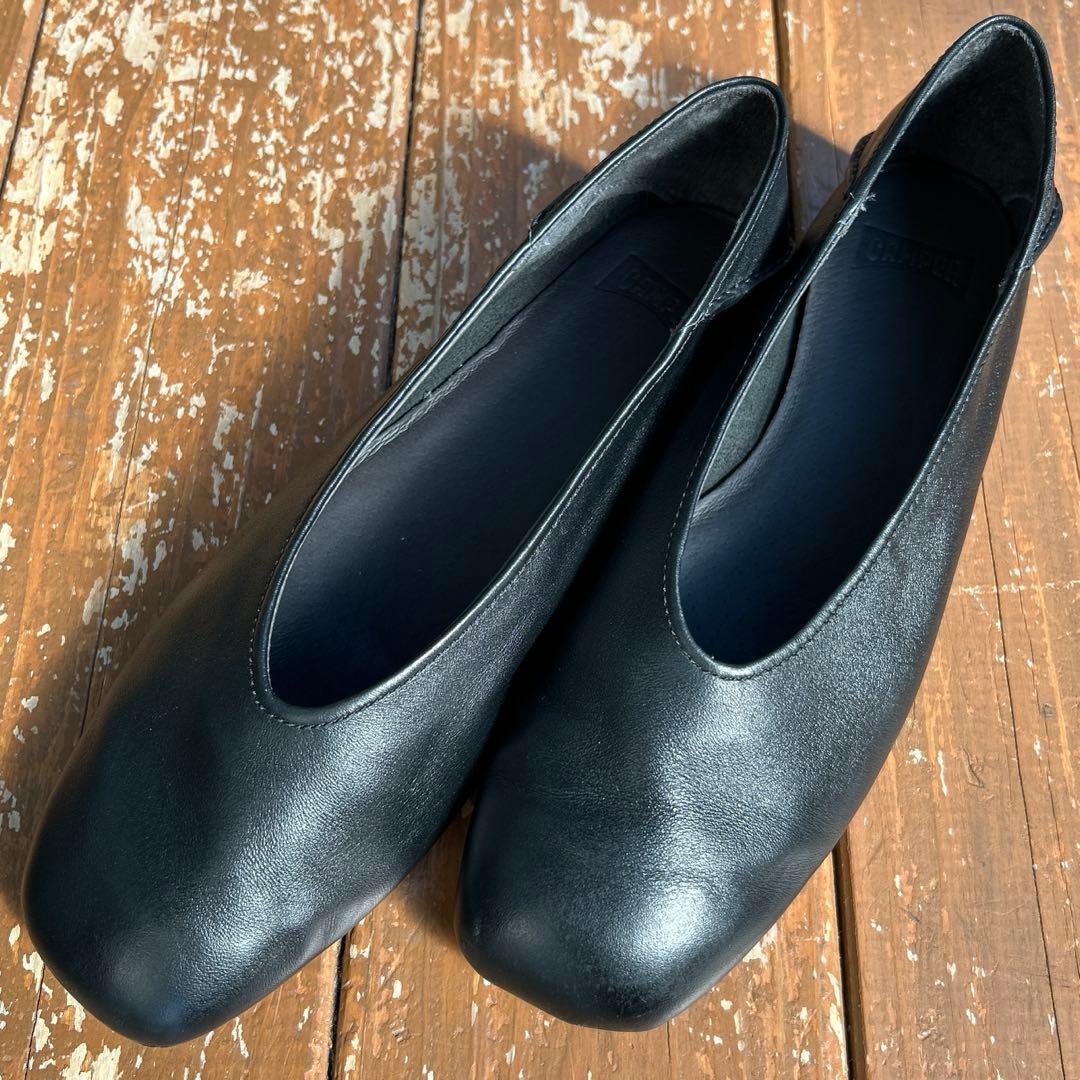 美品／／カンペール CAMPER セミスクエアトゥパンプス 40/ブラック