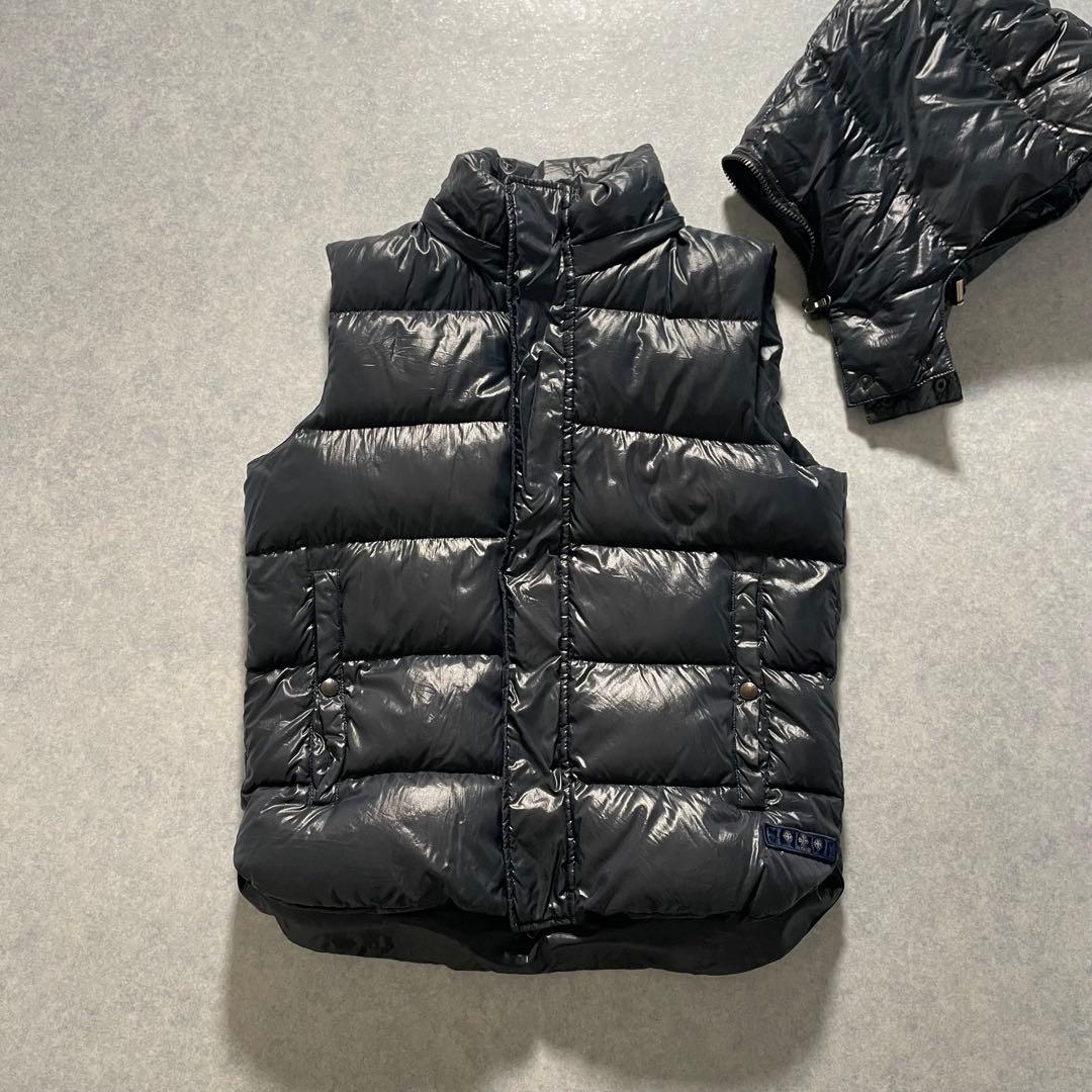 【高品質・人気】タトラス キルティング ダウンベスト ワッペン刺繍ロゴ 光沢