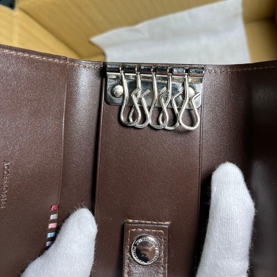 FUJITAKA デュプイボックスカーフ キーケース　チョコ