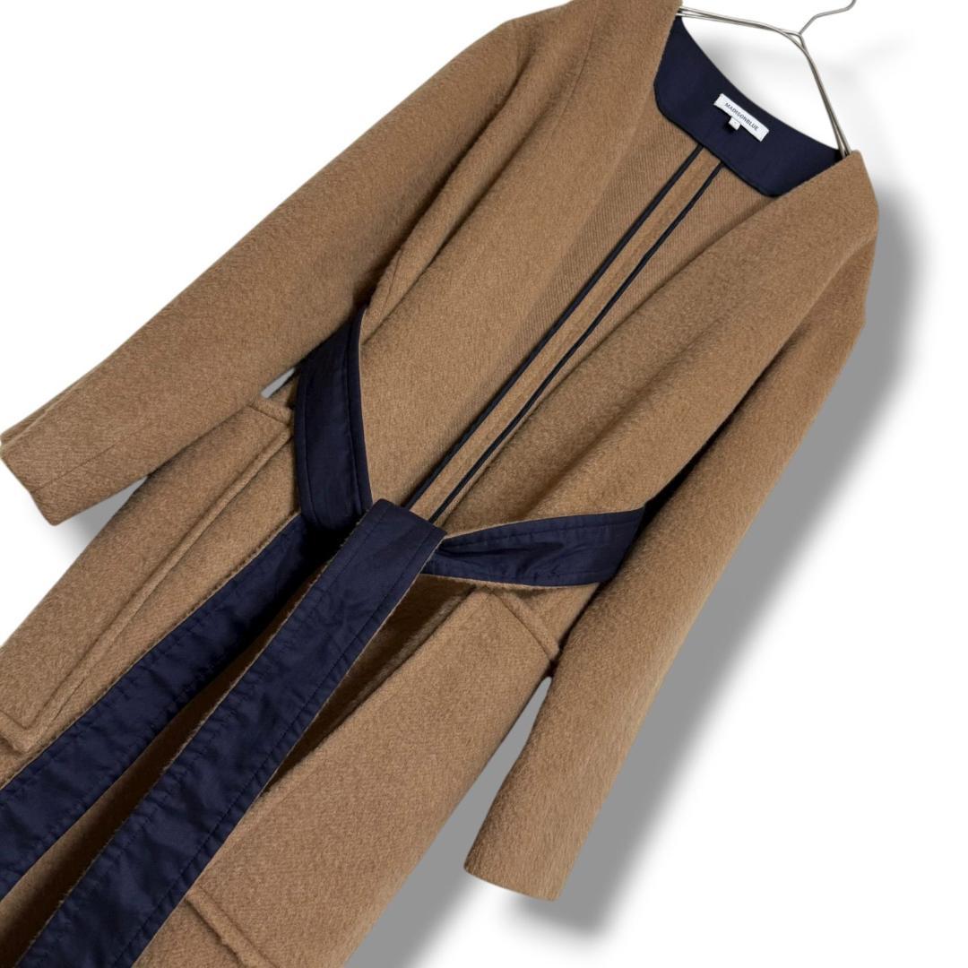 ベビーキャメル(らくだ)100%お素材 マディソンブルー ベルト付きガウンコート