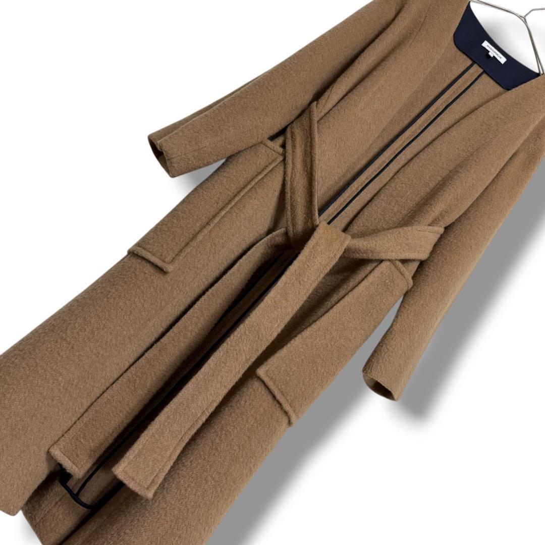 ベビーキャメル(らくだ)100%お素材 マディソンブルー ベルト付きガウンコート