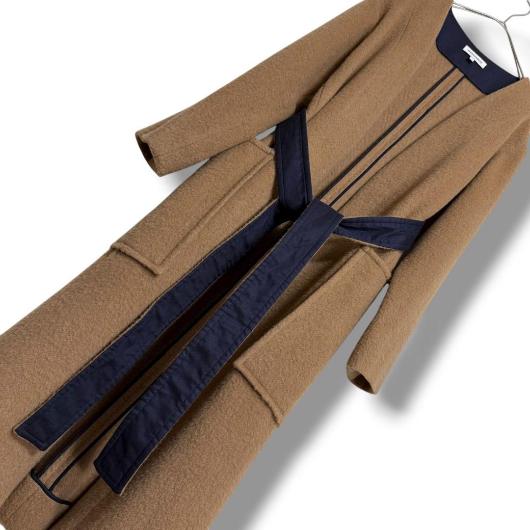 ベビーキャメル(らくだ)100%お素材 マディソンブルー ベルト付きガウンコート