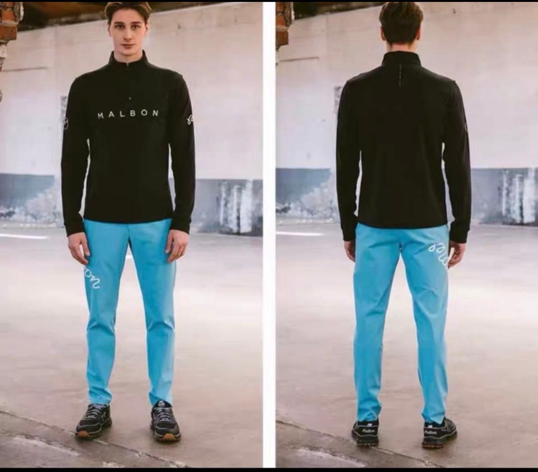 黒　L 新品　マルボンゴルフ MALBON GOLF 　ハーフジップ