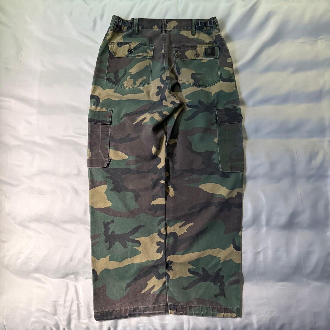 80s vintage USA製 カモ柄 フェード ワイド カーゴパンツ