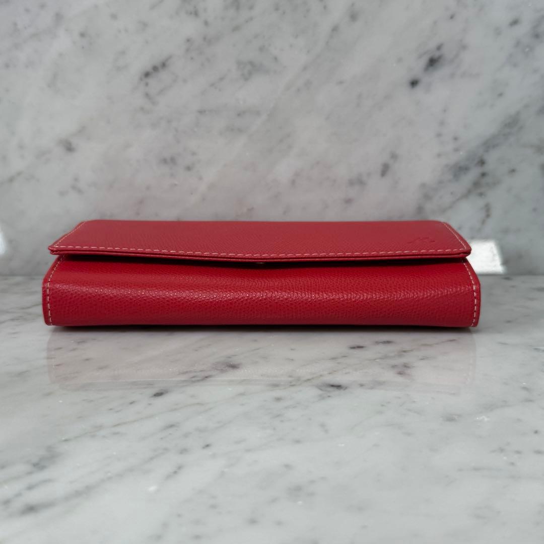 新品 未使用 kitamura キタムラ 本革 レザー 長財布 赤 ステッチ