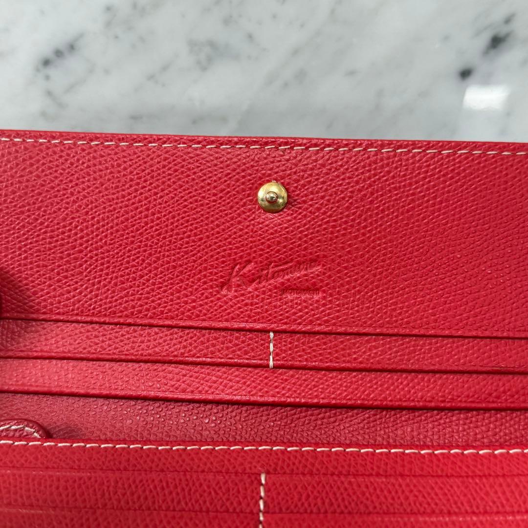 新品 未使用 kitamura キタムラ 本革 レザー 長財布 赤 ステッチ