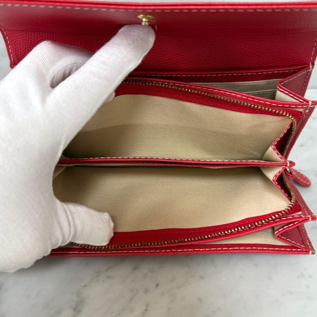 新品 未使用 kitamura キタムラ 本革 レザー 長財布 赤 ステッチ