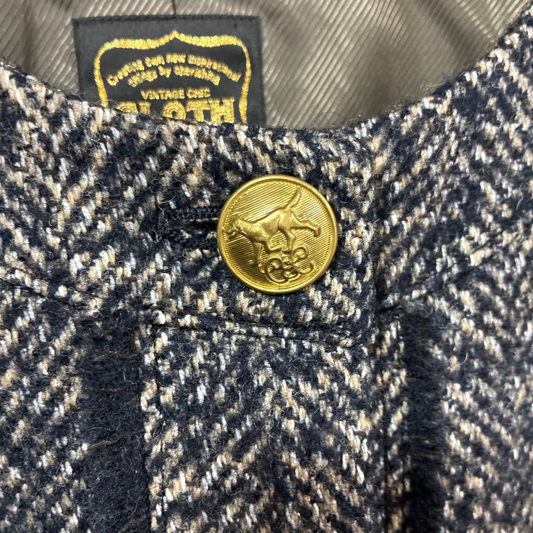 ハグオーワーノーカラージャケット ヘリンボーン