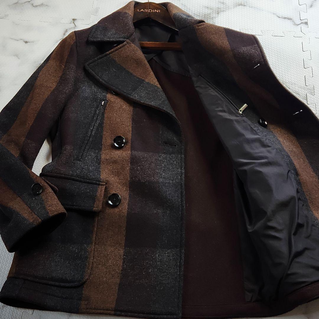 極美品✨HUGO BOSS ピーコート マルチカラー 総柄 チェック柄