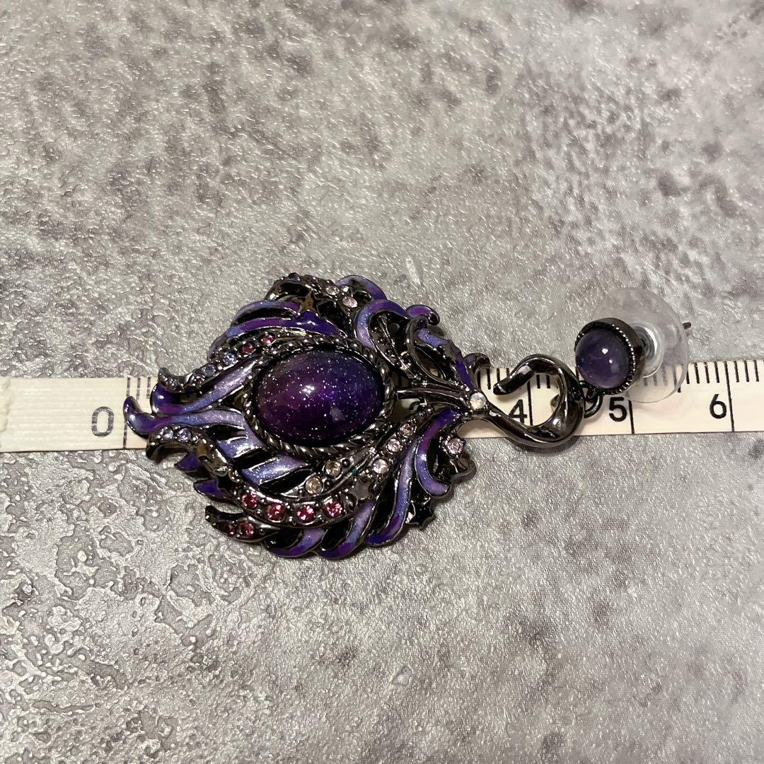 希少 ANNA SUI アナスイ 孔雀の羽 ピアス クジャク パープル