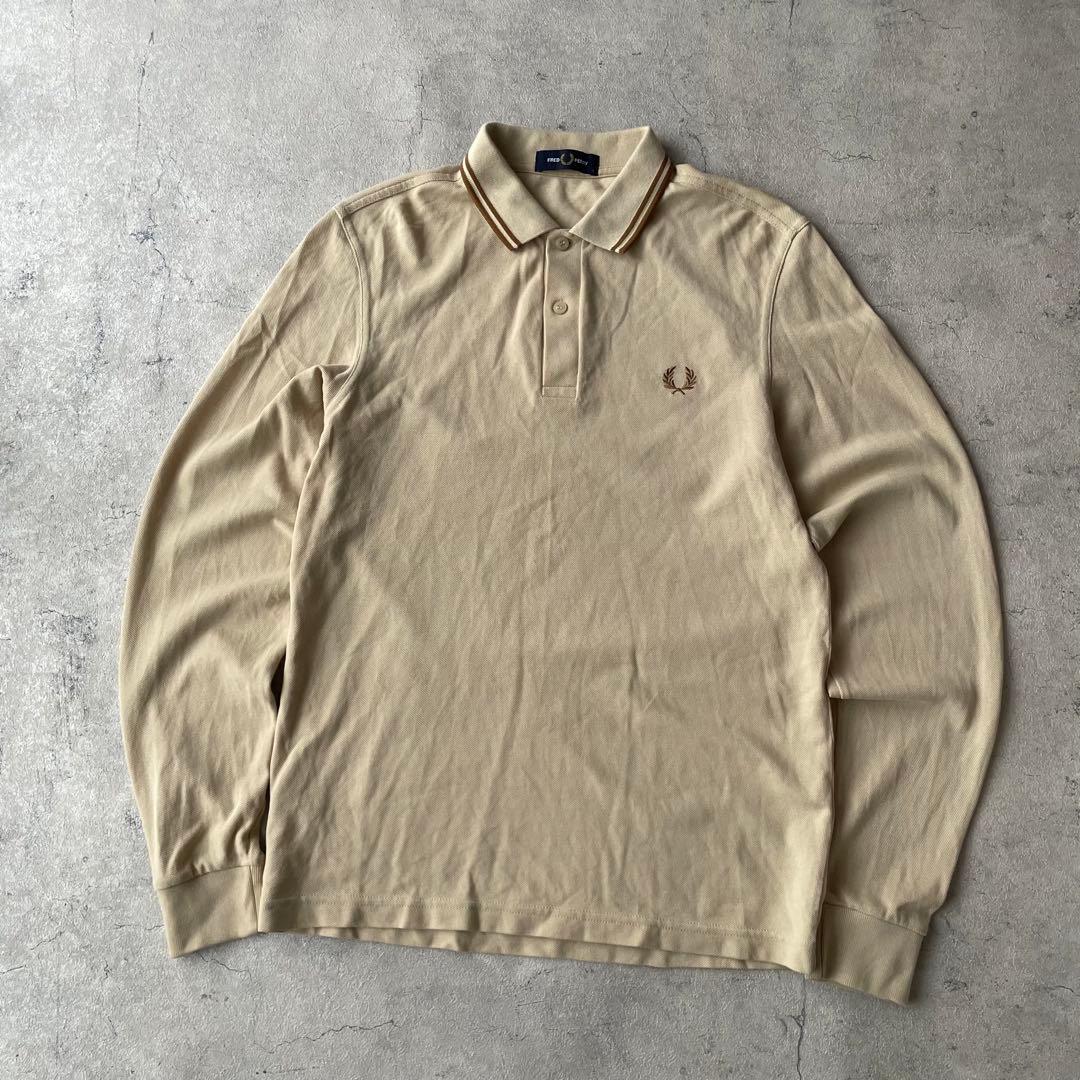 FRED PERRY フレッドペリー ポロシャツ 長袖 ベージュ系