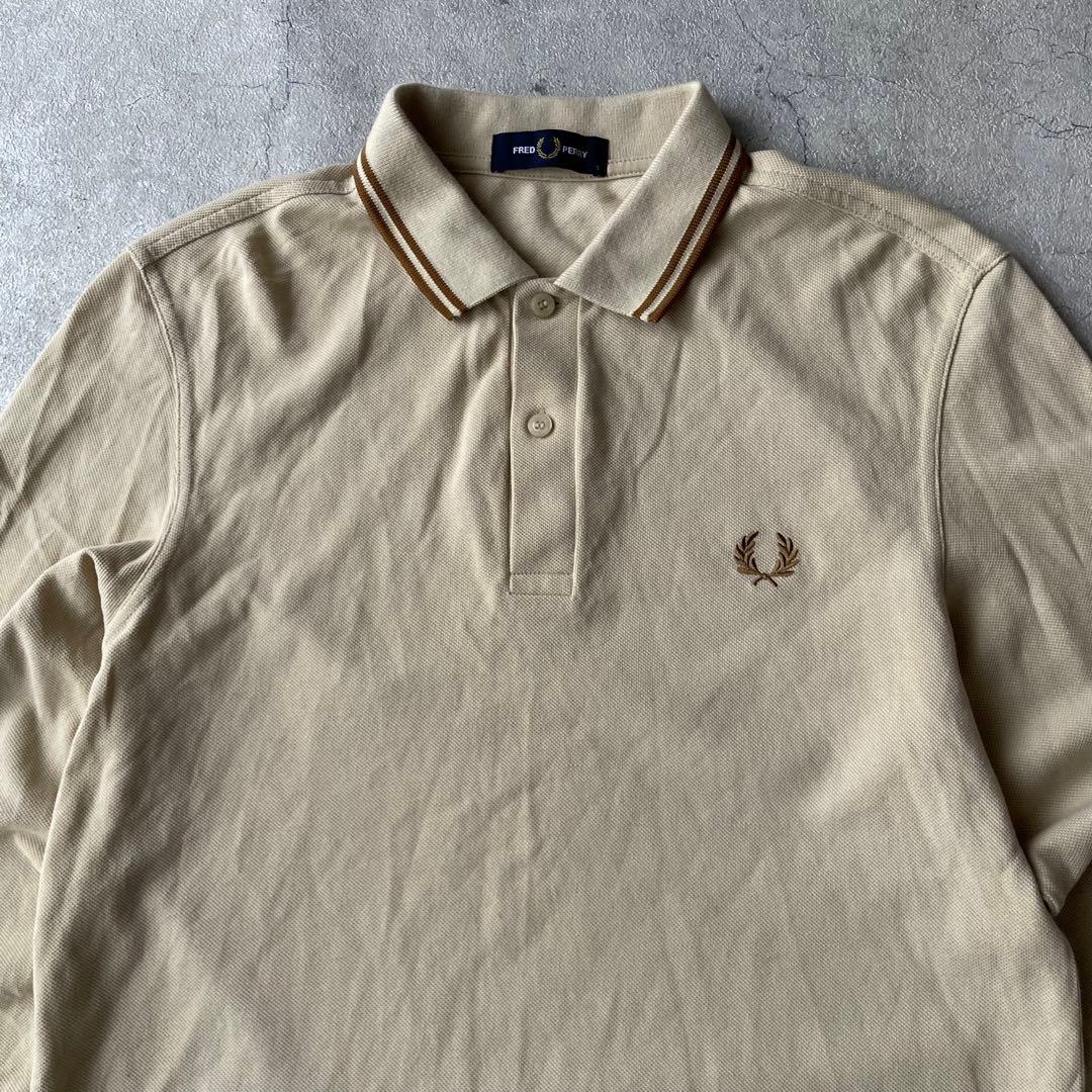 FRED PERRY フレッドペリー ポロシャツ 長袖 ベージュ系