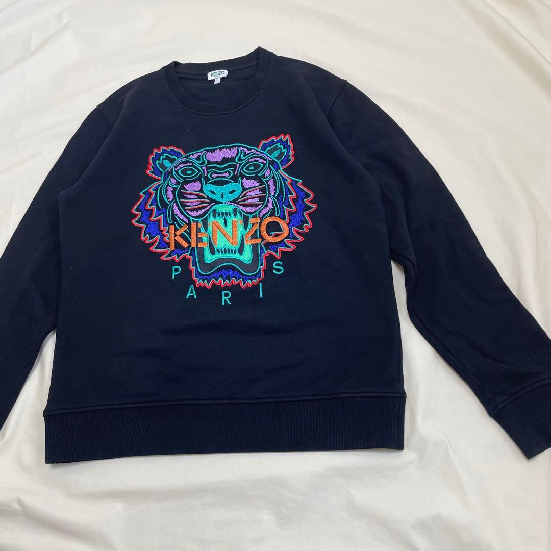 【美品】 ケンゾー トラ 刺繍 スウェット 黒