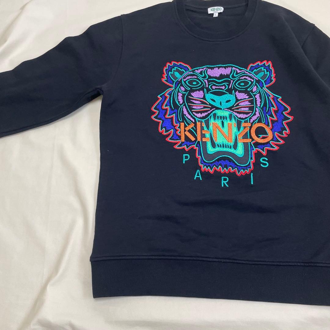 【美品】 ケンゾー トラ 刺繍 スウェット 黒