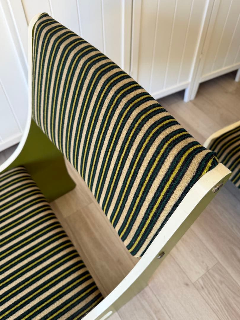①ソファ椅子 昭和レトロポップ ソファ テーブル セット グリーンストライプ