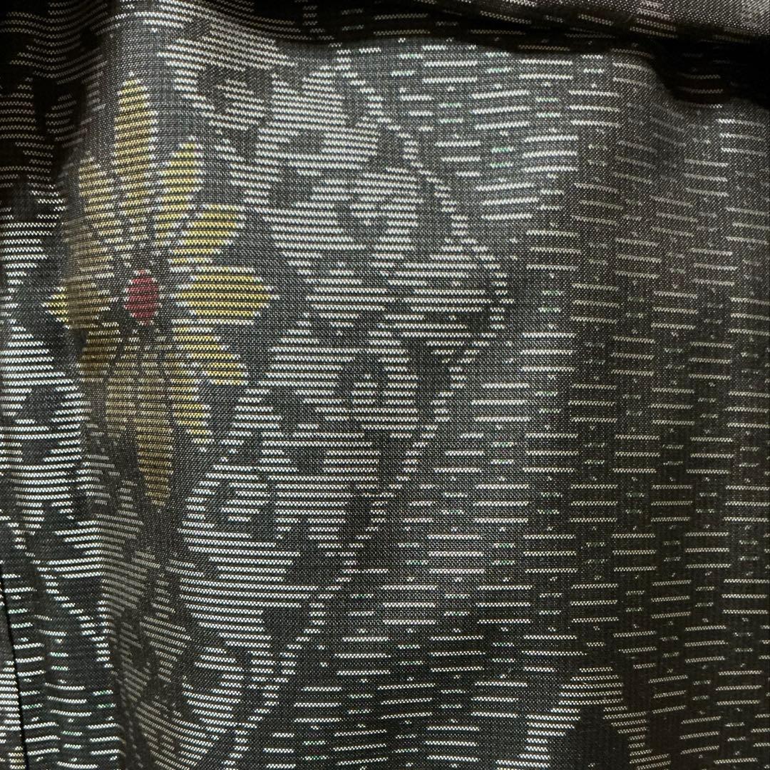 たぶん大島紬　紬　袷　広衿　グレー　絹　163 65