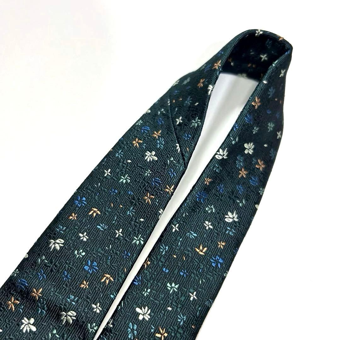 美品 ポールスミス ネクタイ シルク 花柄 ボタニカル柄 ダークグリーン 日本製