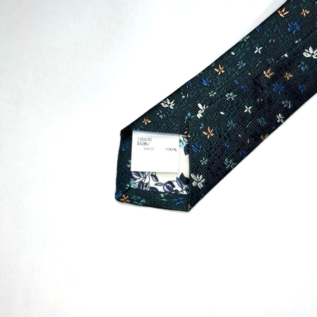 美品 ポールスミス ネクタイ シルク 花柄 ボタニカル柄 ダークグリーン 日本製